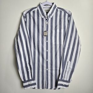 J.CREW Cotton Heathered‎ Shirting Blue White Slim Fit Button-Down Shirt S